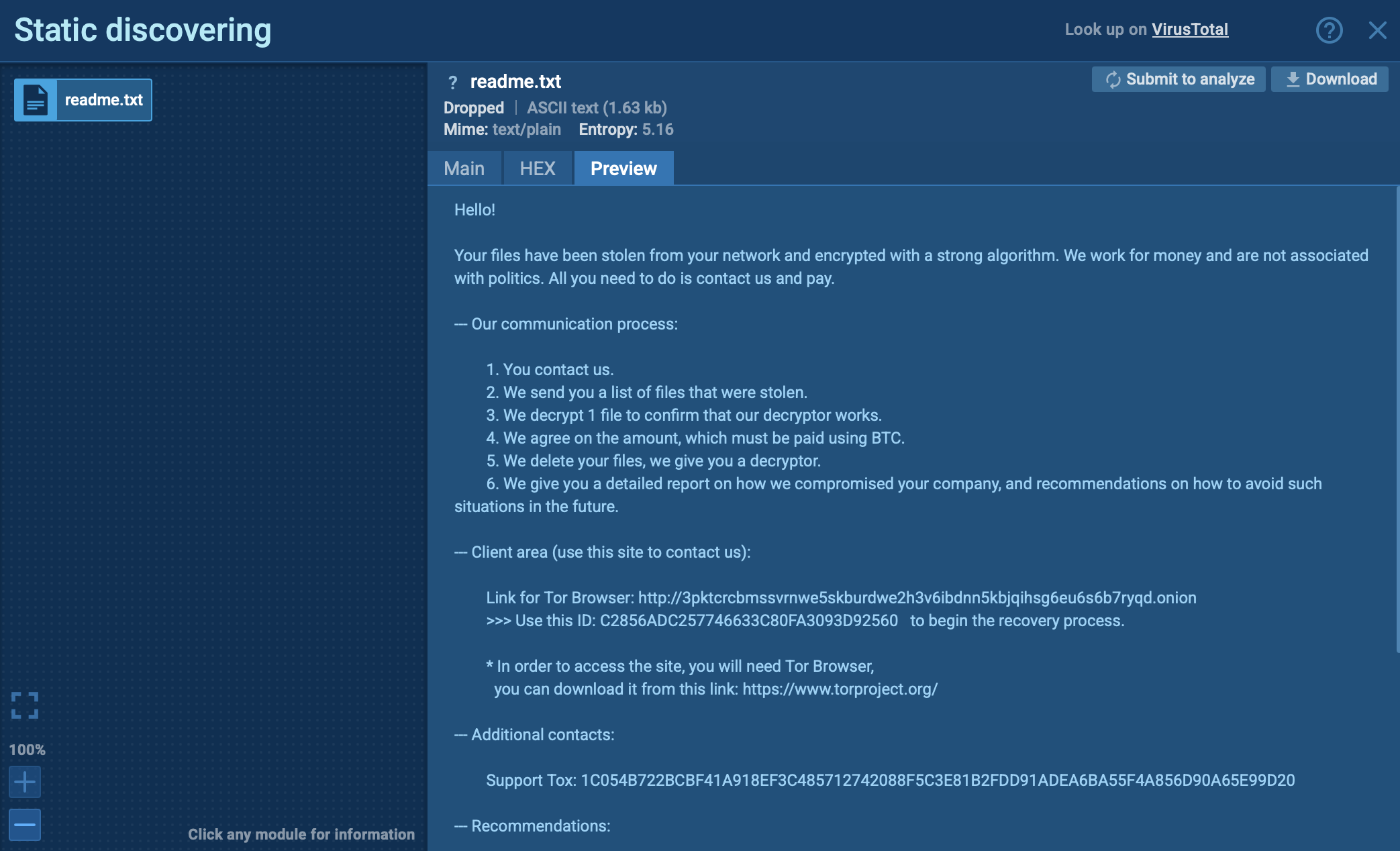 DragonForce note exposed inside ANY.RUN sandbox