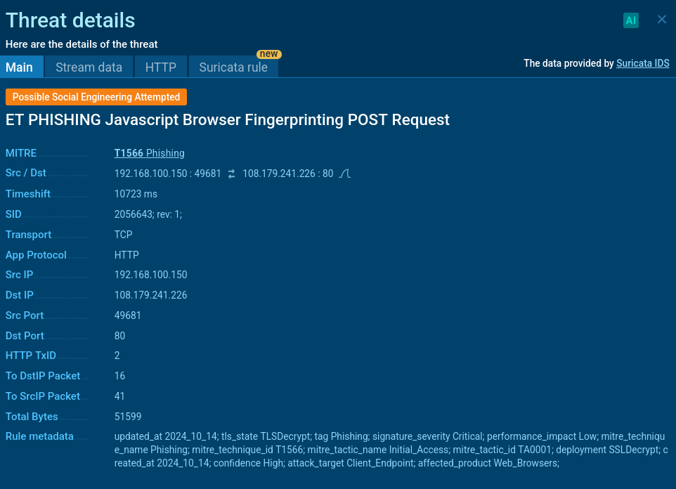Fingerprinting request in Mamba 2FA activity